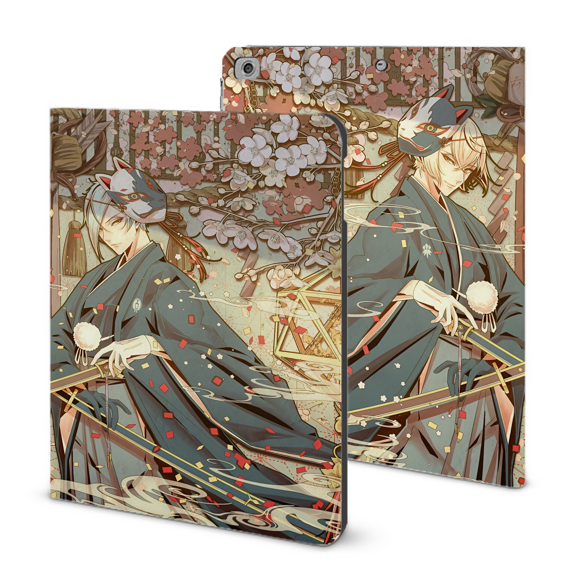 （画像用） 刀剣乱舞 Touken Ranbu IPad ケース ブック型 PUレザー TPU 耐衝撃 軽量 薄型 ペン収納なし 全面保護 IPad 各モデル対応